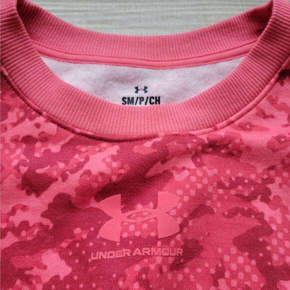 Under Armour Rival Fleece Camo Crew Pull-over Crop Boxy Sweatshirt Women Sz S - Picture 10 of 11